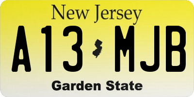 NJ license plate A13MJB