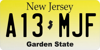 NJ license plate A13MJF
