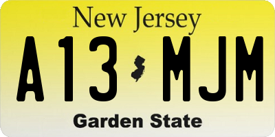 NJ license plate A13MJM
