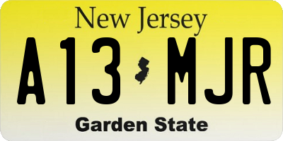 NJ license plate A13MJR