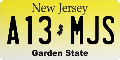 NJ license plate A13MJS