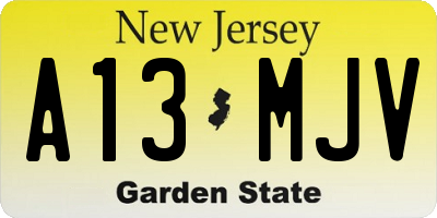 NJ license plate A13MJV