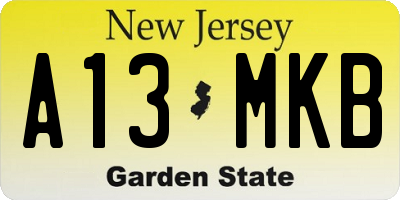 NJ license plate A13MKB