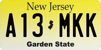 NJ license plate A13MKK