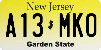 NJ license plate A13MKO
