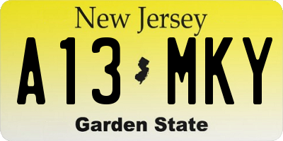 NJ license plate A13MKY