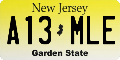 NJ license plate A13MLE