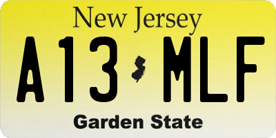 NJ license plate A13MLF