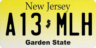 NJ license plate A13MLH