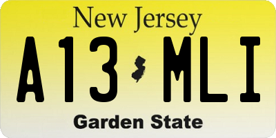 NJ license plate A13MLI
