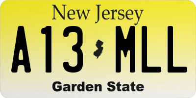 NJ license plate A13MLL
