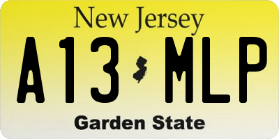 NJ license plate A13MLP