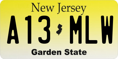 NJ license plate A13MLW