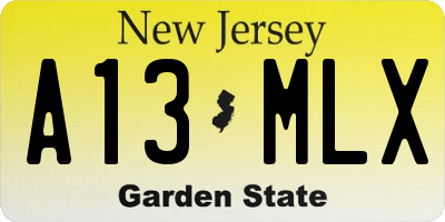 NJ license plate A13MLX