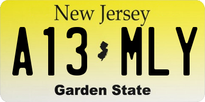 NJ license plate A13MLY
