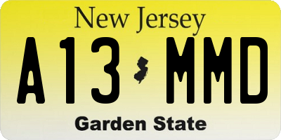 NJ license plate A13MMD