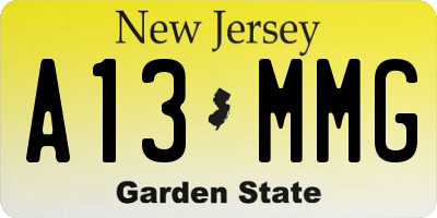 NJ license plate A13MMG