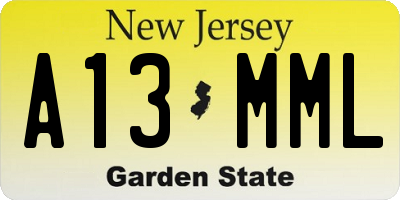 NJ license plate A13MML