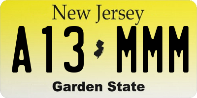 NJ license plate A13MMM