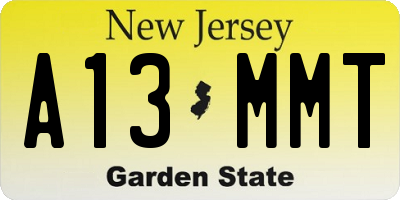 NJ license plate A13MMT