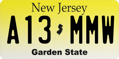 NJ license plate A13MMW