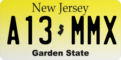 NJ license plate A13MMX
