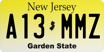 NJ license plate A13MMZ