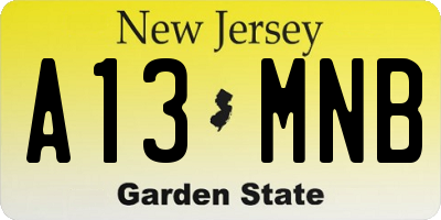 NJ license plate A13MNB