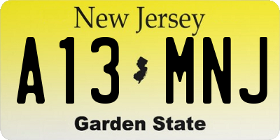 NJ license plate A13MNJ