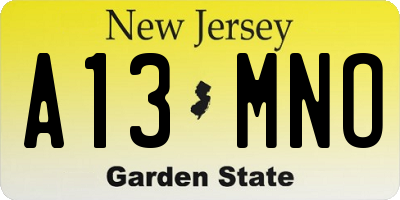 NJ license plate A13MNO
