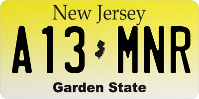 NJ license plate A13MNR