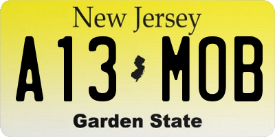 NJ license plate A13MOB