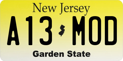 NJ license plate A13MOD
