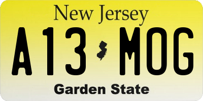 NJ license plate A13MOG