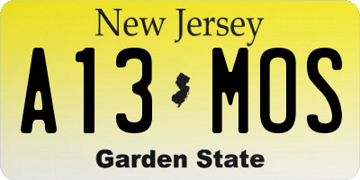NJ license plate A13MOS