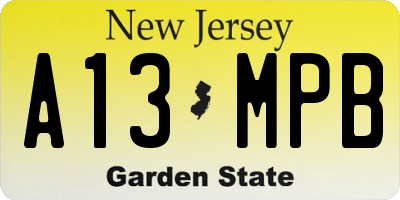 NJ license plate A13MPB