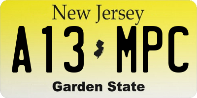 NJ license plate A13MPC