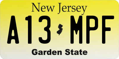 NJ license plate A13MPF