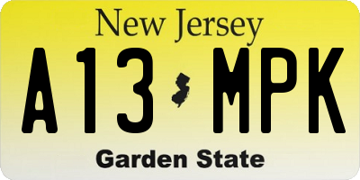 NJ license plate A13MPK