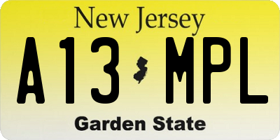 NJ license plate A13MPL