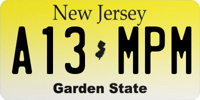 NJ license plate A13MPM