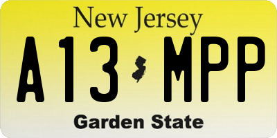 NJ license plate A13MPP