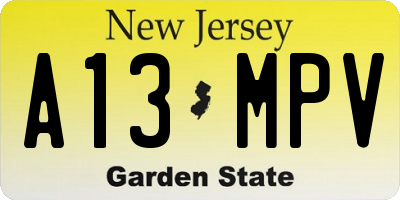 NJ license plate A13MPV
