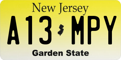 NJ license plate A13MPY