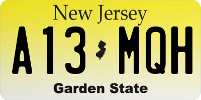 NJ license plate A13MQH