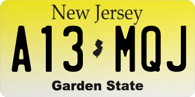 NJ license plate A13MQJ
