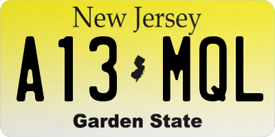 NJ license plate A13MQL