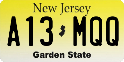 NJ license plate A13MQQ