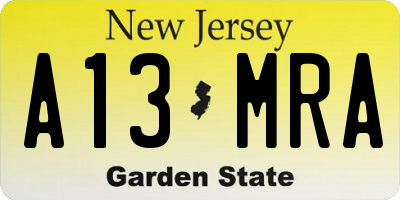 NJ license plate A13MRA