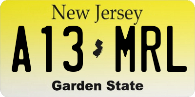 NJ license plate A13MRL